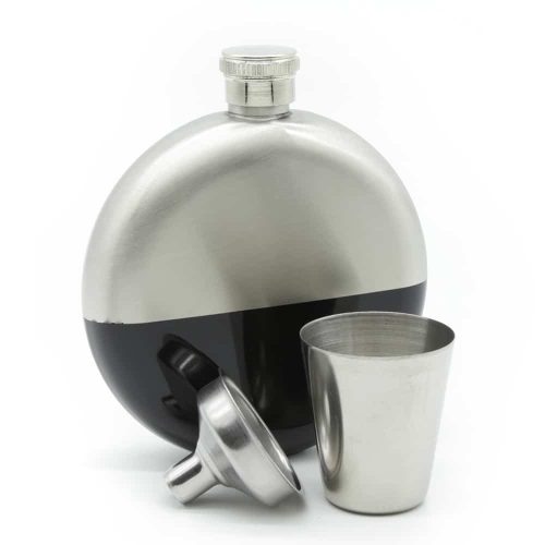 Duo Tone 5oz Silver & Black Hip Flask