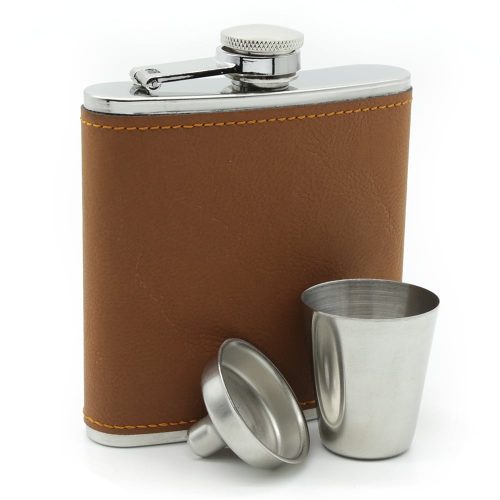 6oz Chestnut Leather Hip Flask