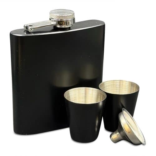 Heritage Box Set - Black Hip Flask - Perfect Menโs Gift