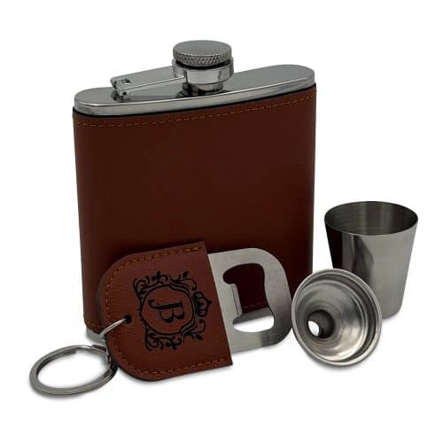 Leather Hip Flask Gift Set By James Butler Hip Flasks
