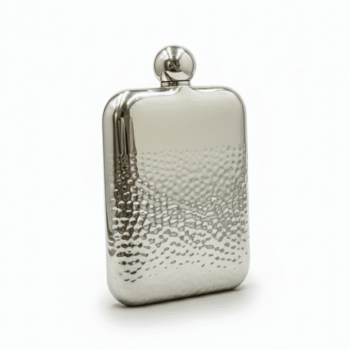Ball Top Hammered Hip Flask